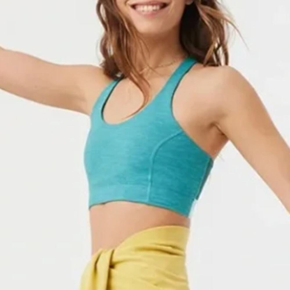 NWT Outdoor Voices Sz XXS Doing Things Sports‎ Bra Peacock Lagoon Teal Blue